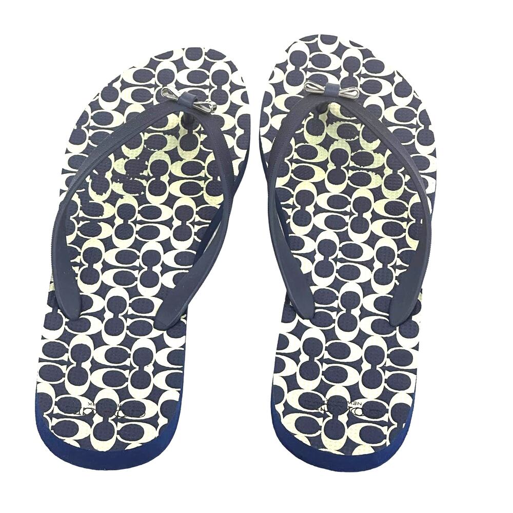 Women Slip-on Thong Flip Flops Rubber Navy Blue Size 10 by Coach Signature - Picture 5 of 7
